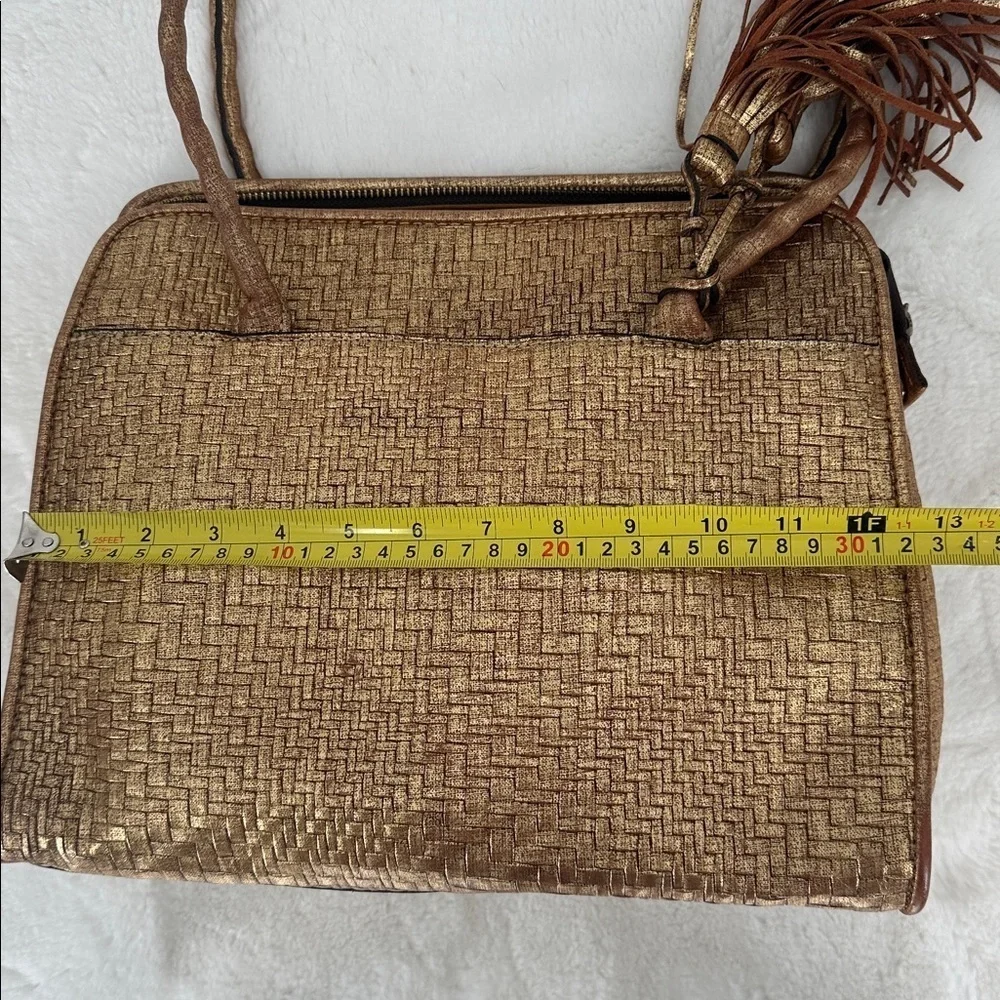 Patricia Nash Paris Gold Woven Tote Bag with Tassel